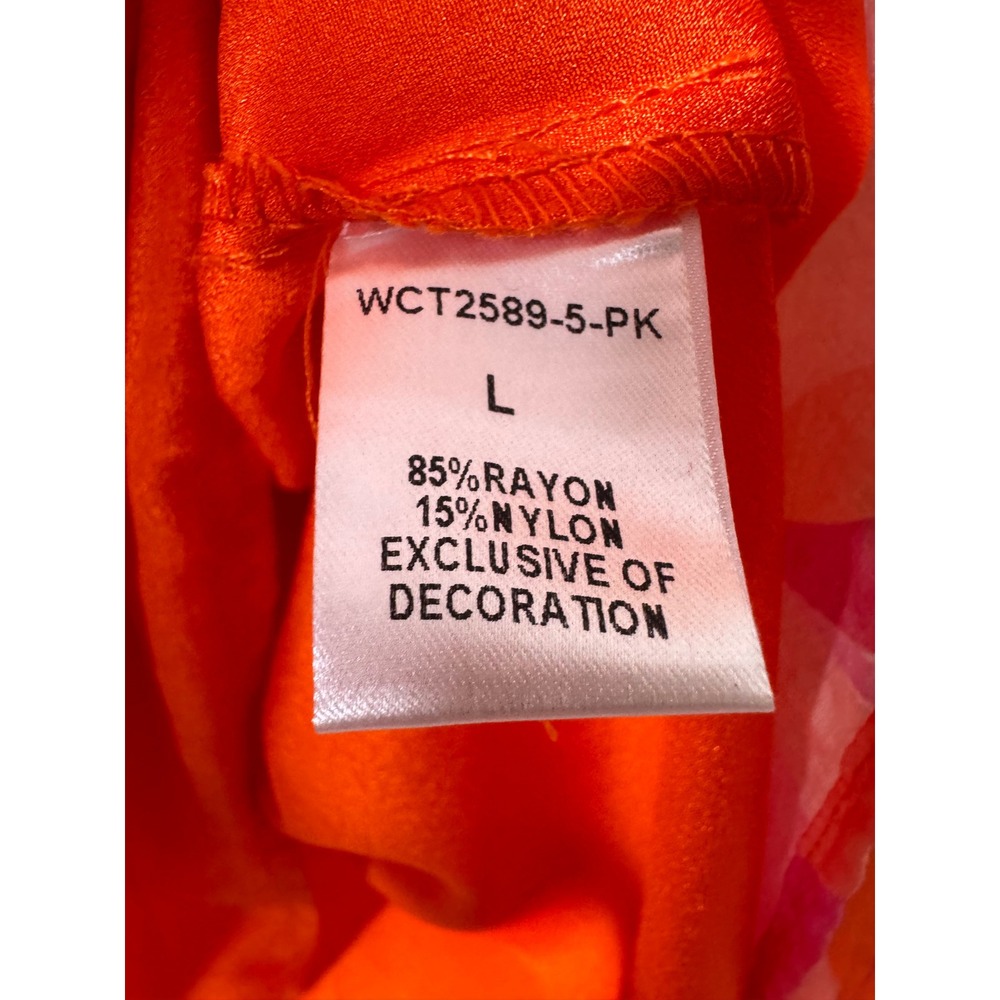 THML Pink Orange Abstract Print Tiered Maxi Dress Smocked Waist Pockets L - Picture 8 of 9
